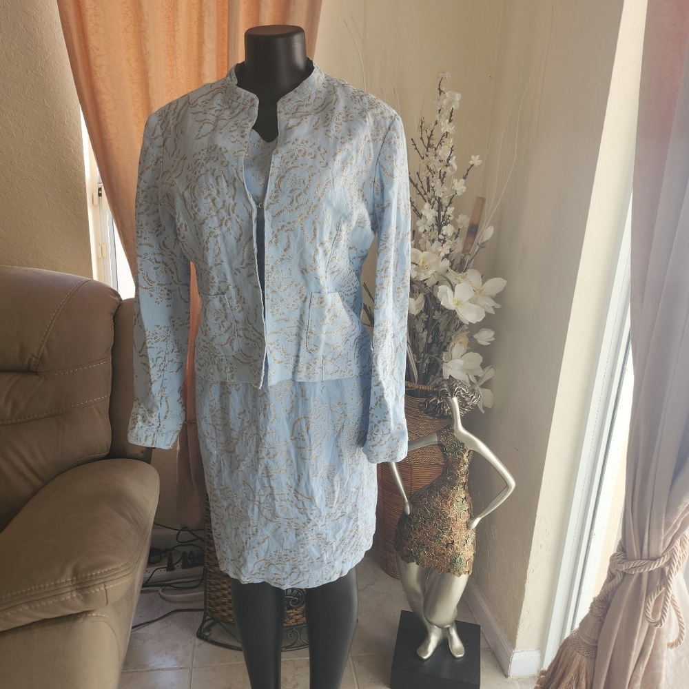 120% lino suit dress & jacket size 46 NEW